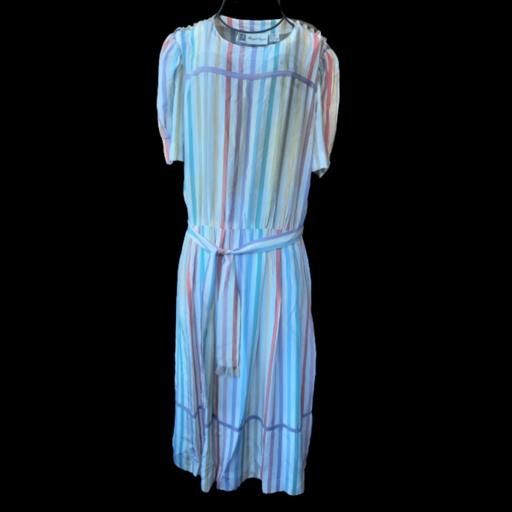 70s Albert Nipon Rainbow Striped Dress